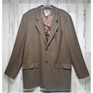 The Territory Ahead Mens Blazer Sportcoat 44L Brown Tweed Wool Satin 2 Button